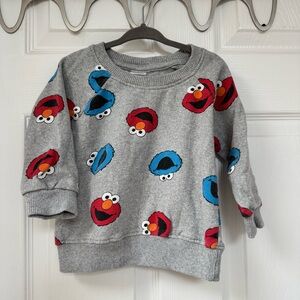 🎈Sesame Street Gray Sweatshirt with Elmo and Cookie Monster
